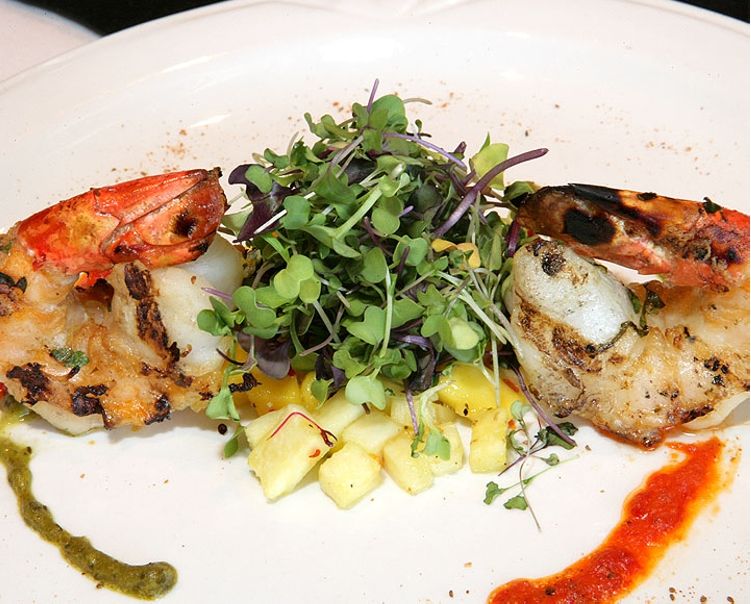 Antipasti of Grilled Shrimp with Mango Pineapple Salsa